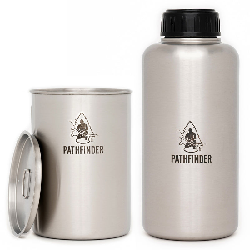 Load image into Gallery viewer, 64oz Stainless Steel Bottle and Nesting Cup Set
